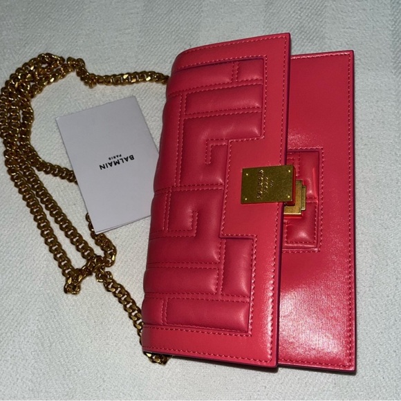 NWT, Balmain Paris 1945 Monogram Quilted Rose Leather Bag - Picture 7 of 9